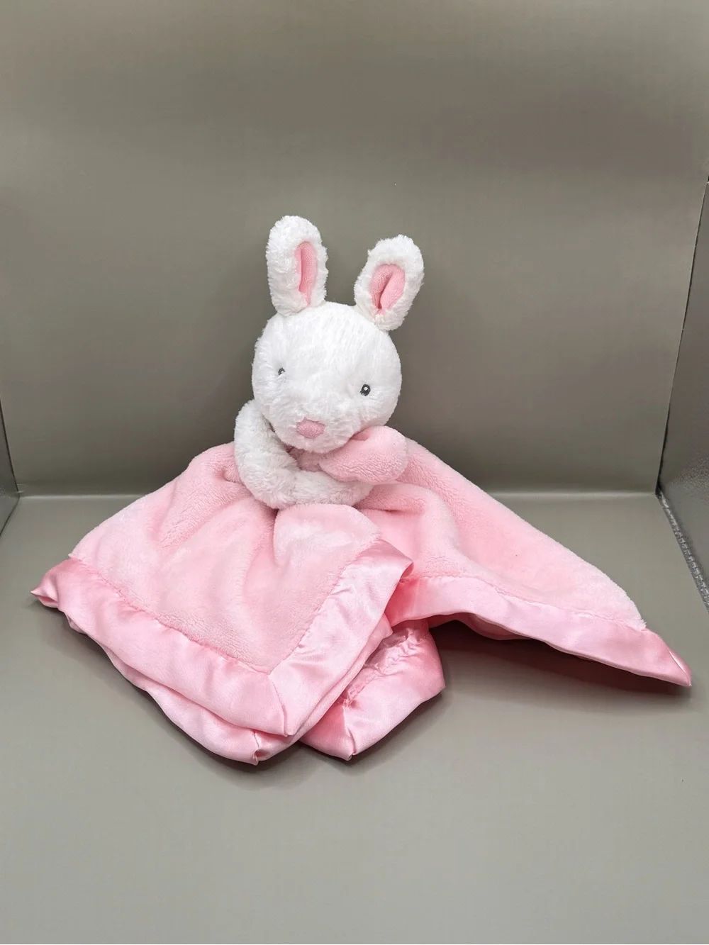 Carters Bunny Baby Lovey Security Blanket Soother Plush Satin Trim Pink & White
